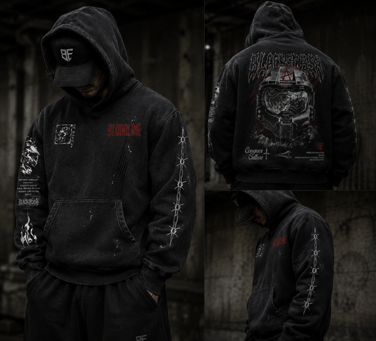 ‘SPARTAN GEN’ | Vintage Washed Frayed Fleece Hoodie