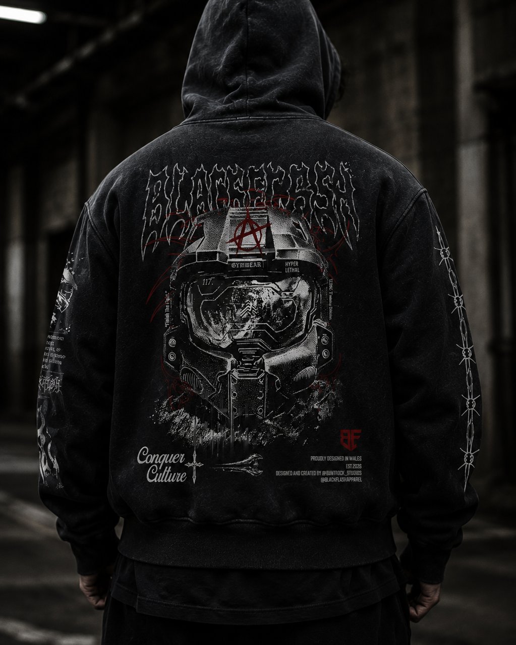 ‘SPARTAN GEN’ | Vintage Washed Frayed Fleece Hoodie