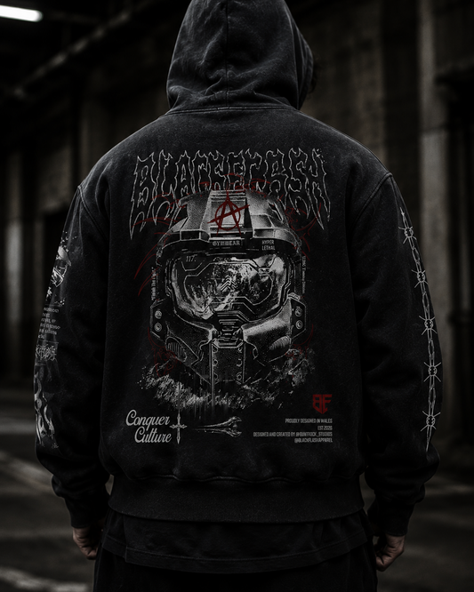‘SPARTAN GEN’ | Vintage Washed Frayed Fleece Hoodie