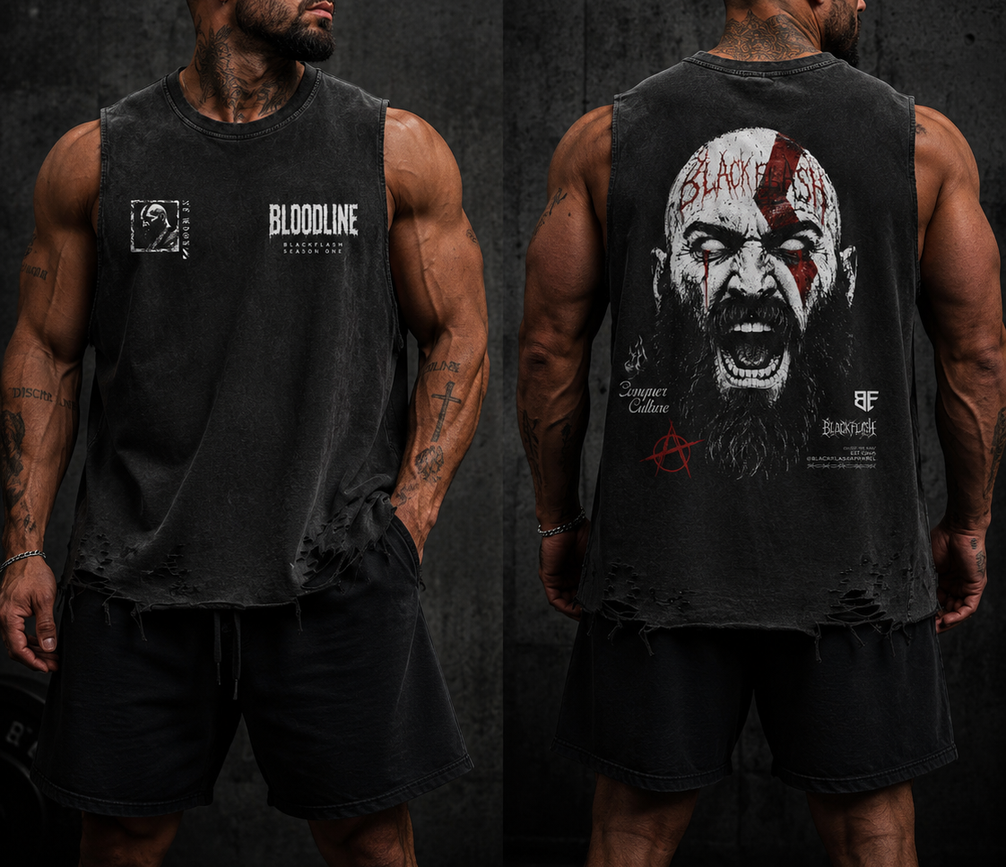 ‘GHOST OF WAR’ | Snow Washed Raw-Hem Tank Top