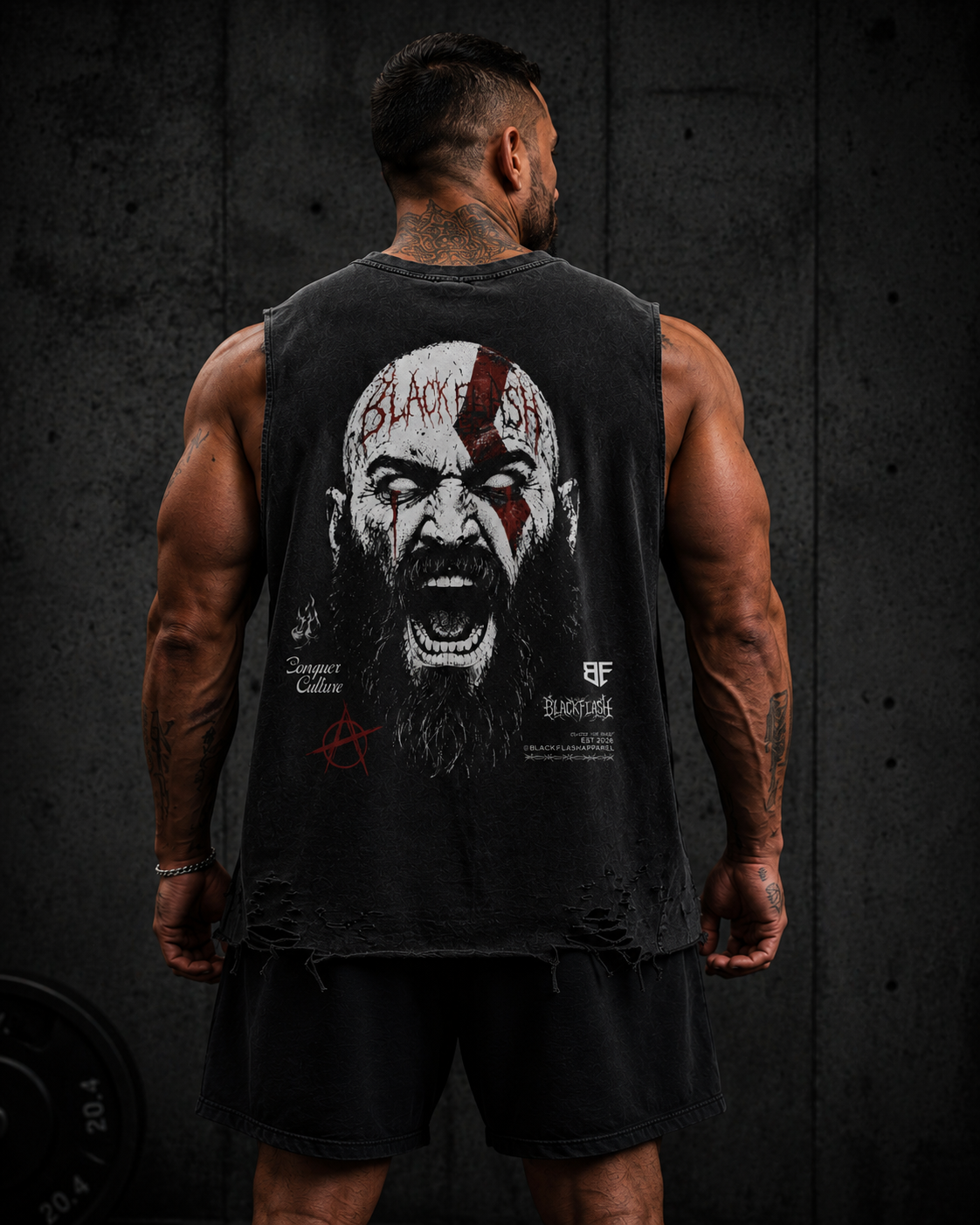 ‘GHOST OF WAR’ | Snow Washed Raw-Hem Tank Top