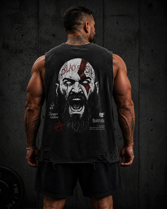 ‘GHOST OF WAR’ | Snow Washed Raw-Hem Tank Top