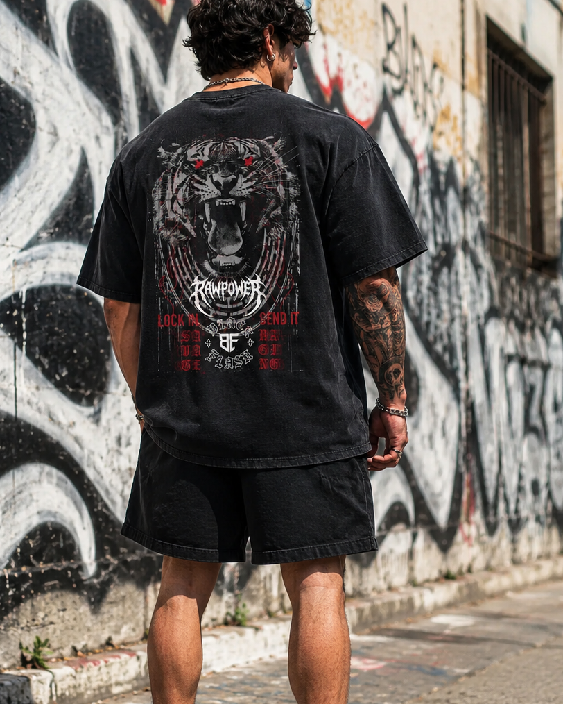 ‘Claw & Core’ Vintage Washed Oversized Cotton T-Shirt