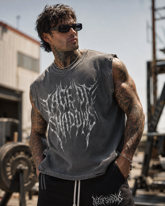 AOS Distressed Grommet Eyelet Tank Top