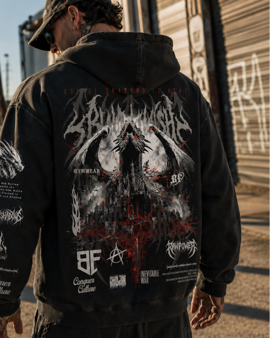 DRAGON LORD’ Snow Washed Loose Cotton Hoodie