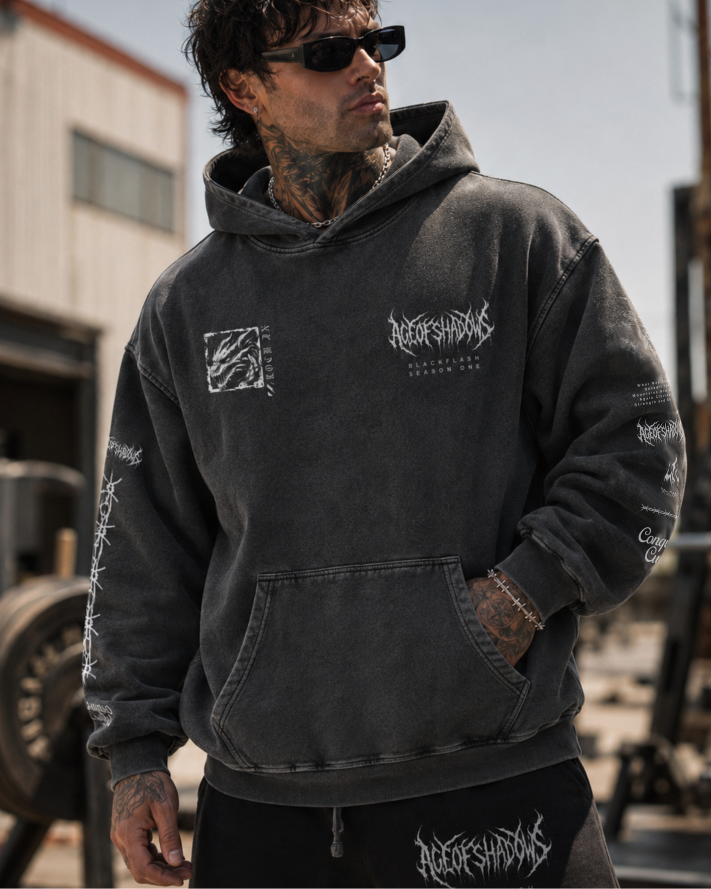 DRAGON LORD’ Snow Washed Loose Cotton Hoodie