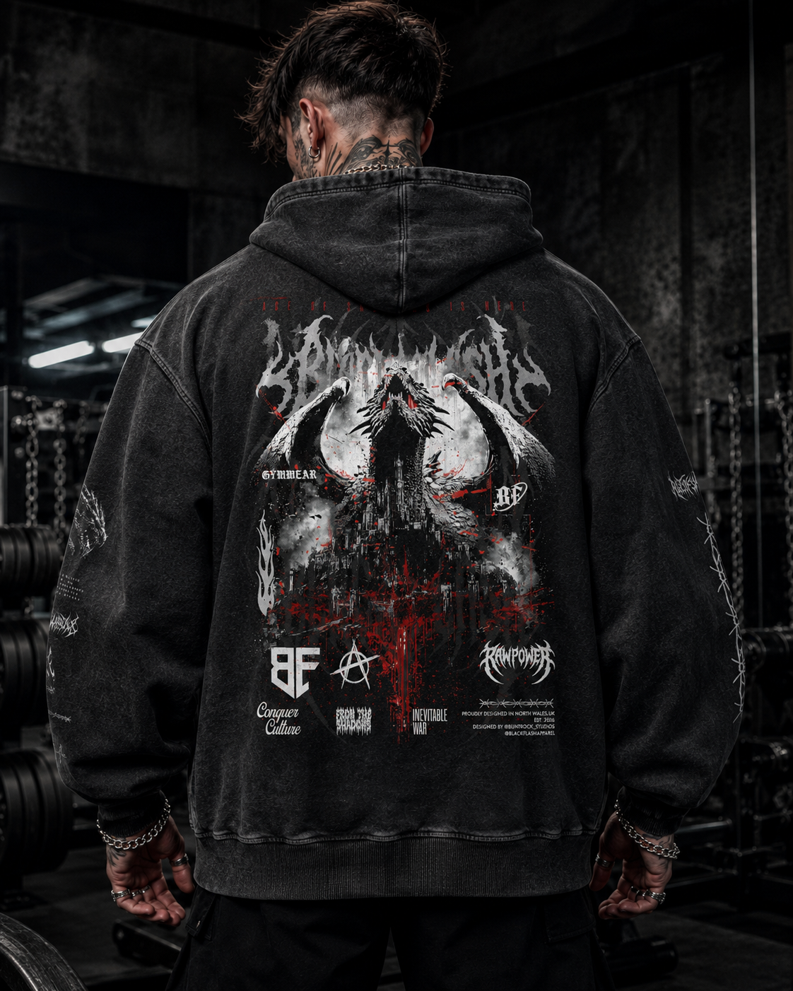 DRAGON LORD’ Snow Washed Loose Cotton Hoodie