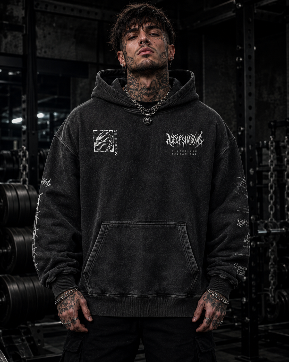DRAGON LORD’ Snow Washed Loose Cotton Hoodie