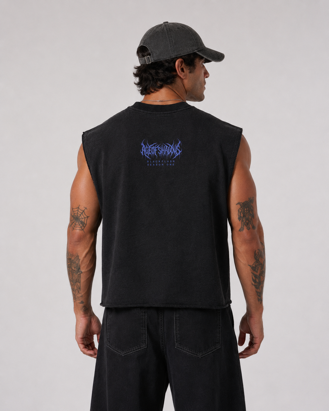 ‘INFERNO TITAN’ Electric Blue French Terry Boxy Tank Top
