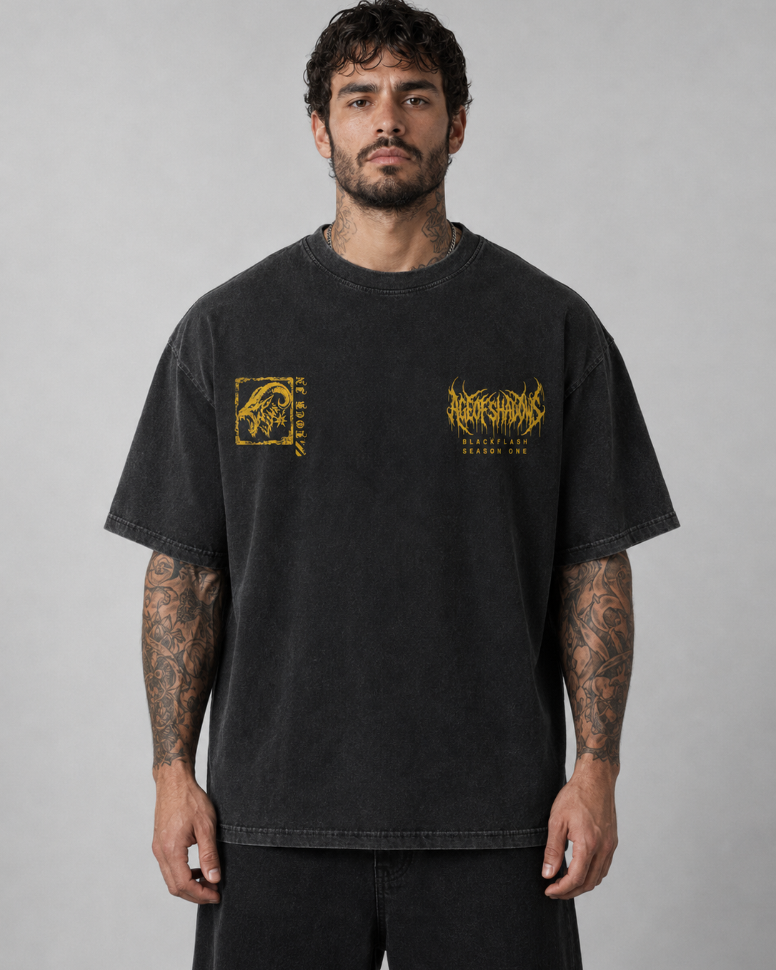 ‘INFERNO TITAN’ Vintage Washed Oversized Cotton T-Shirt