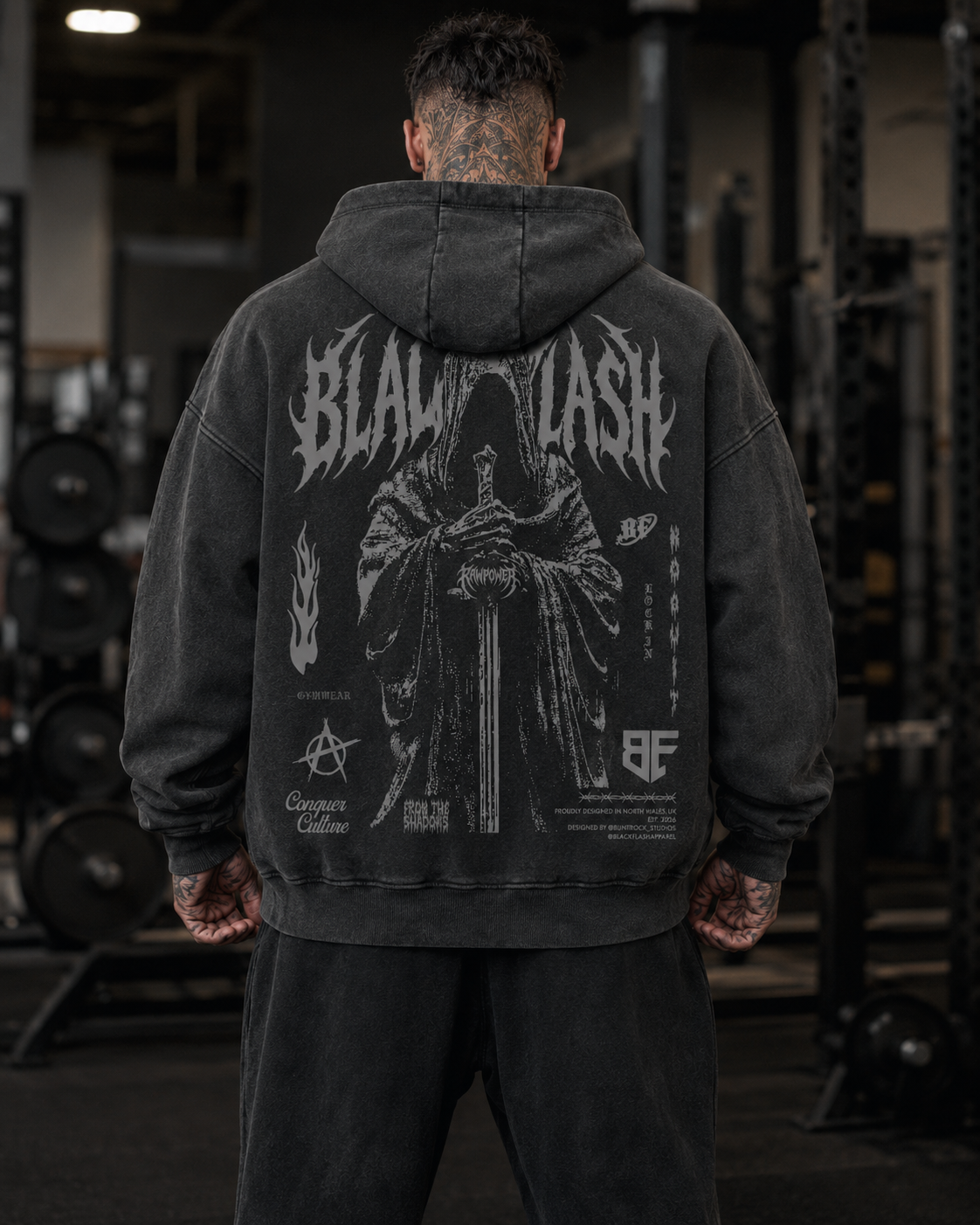 ‘RING WRAITH’ Snow Washed Zip-Through Fleece Hoodie