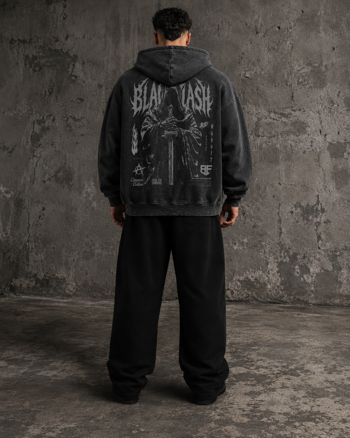 ‘RING WRAITH’ Snow Washed Zip-Through Fleece Hoodie