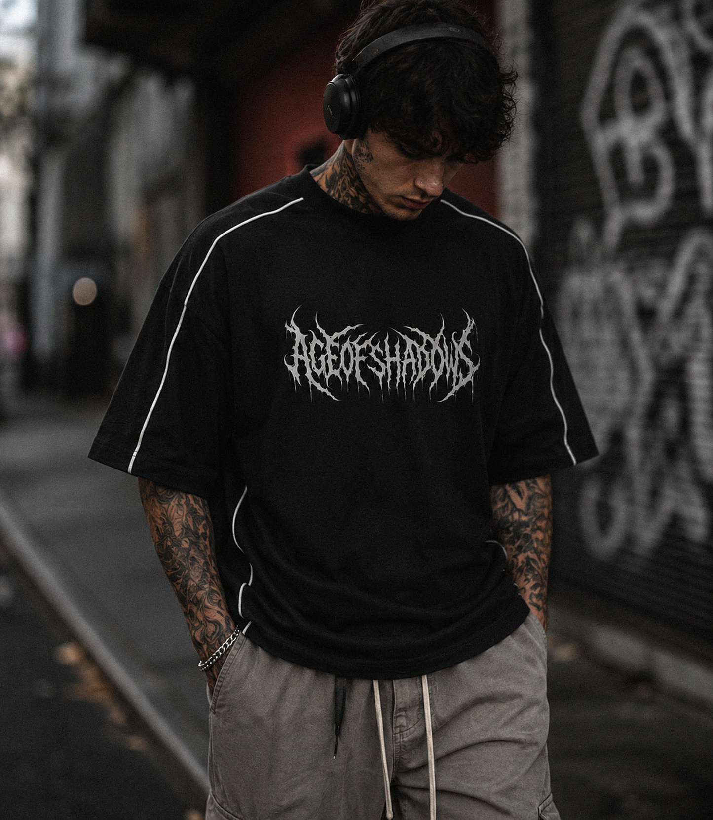 ‘INFERNO TITAN’ Unisex Heavyweight Boxy Piping T-Shirt