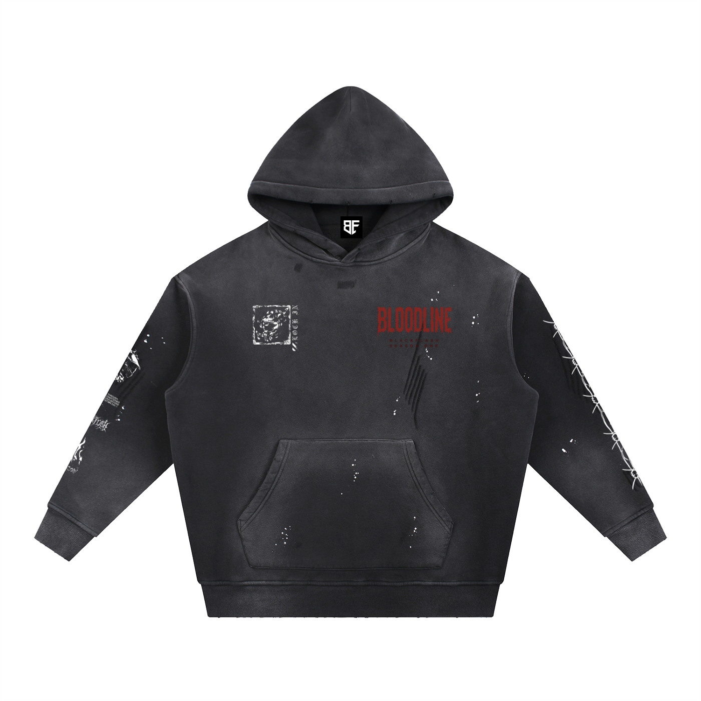 ‘SPARTAN GEN’ | Vintage Washed Frayed Fleece Hoodie