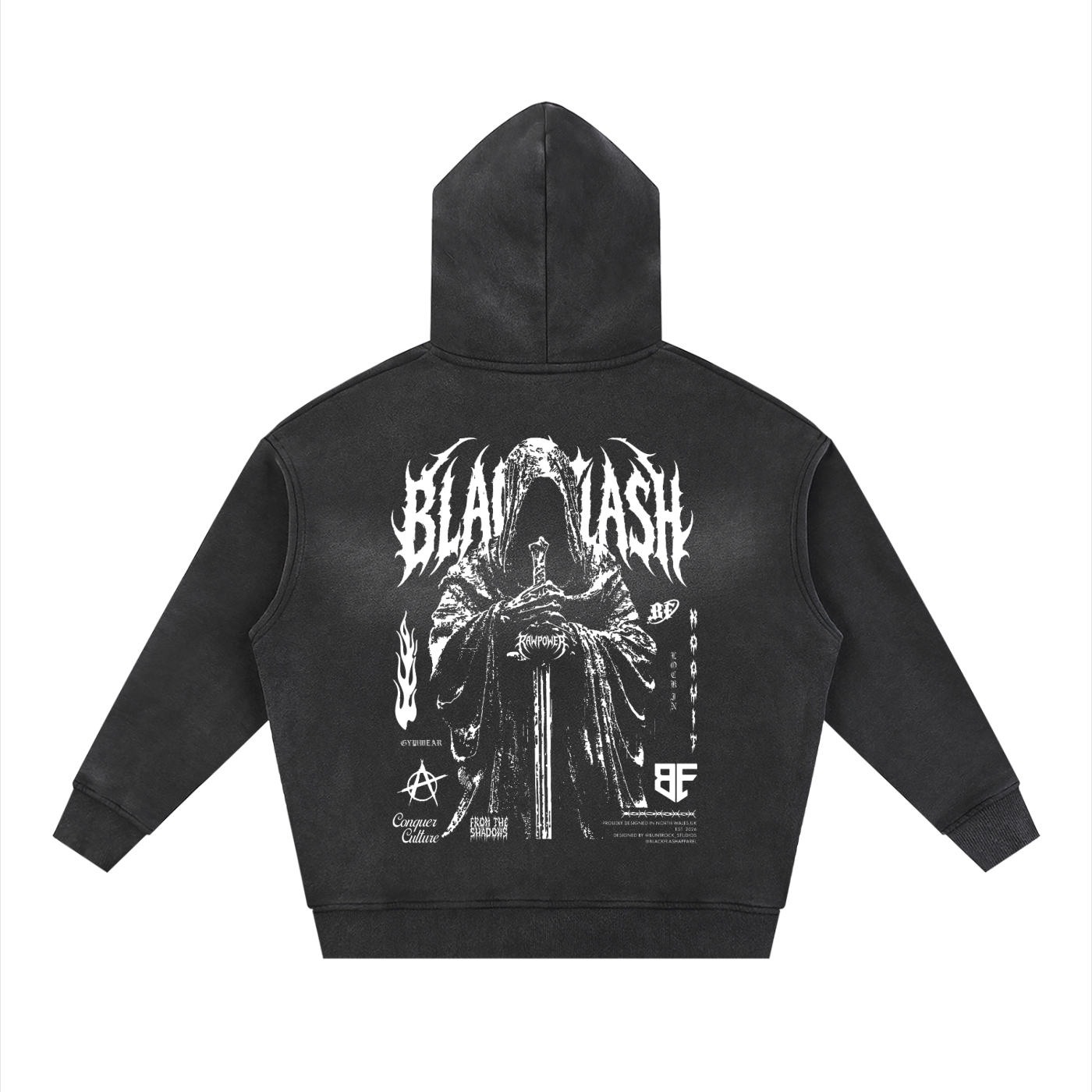 ‘RING WRAITH’ Sunfade Two-way Zipper Boxy Fleece Hood