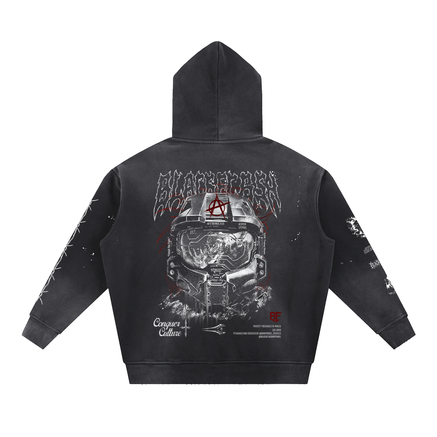 ‘SPARTAN GEN’ | Vintage Washed Frayed Fleece Hoodie