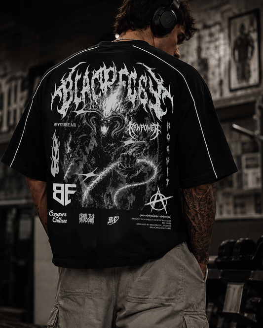 ‘INFERNO TITAN’ Unisex Heavyweight Boxy Piping T-Shirt