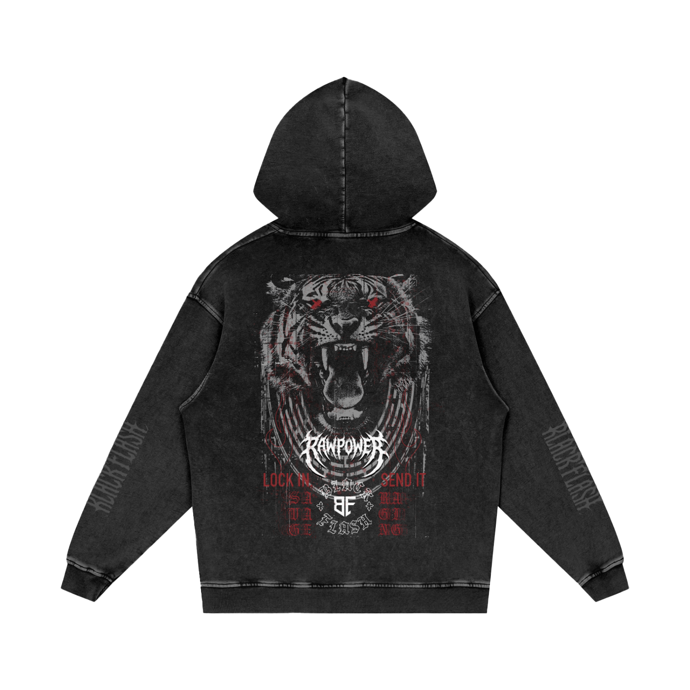 “Claw & Core’ Premium Snow Washed Loose Cotton Hoodie Front/Back/Sleeve Print