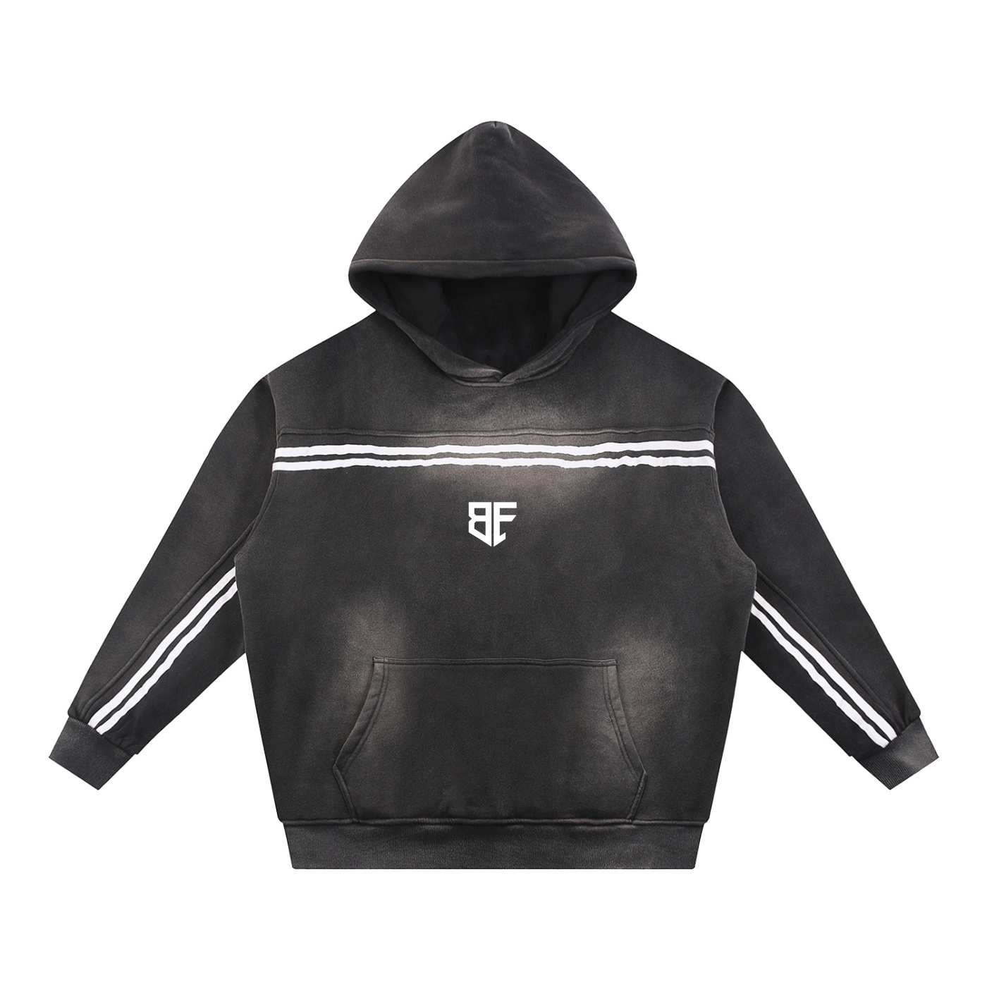 ‘FLASH CLUB’  Premium Sun Fade Contrast Tape Thick Fleece Hoodie