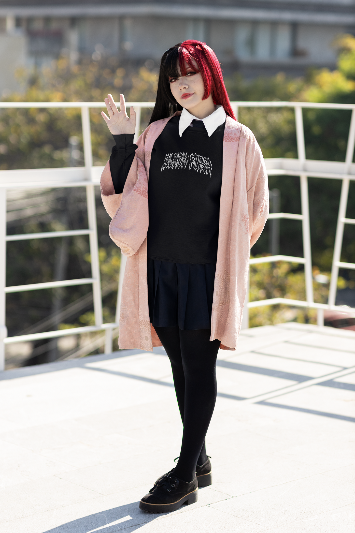 Black Flash Front & Back Print Classic Unisex Crewneck Sweatshirt Black