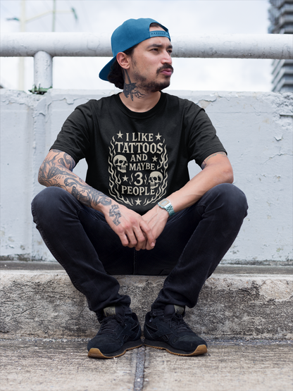 I Like Tattoos And Maybe 3 People Heavyweight Unisex Crewneck T-shirt