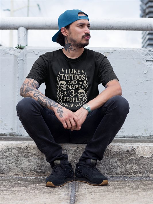 I Like Tattoos And Maybe 3 People Heavyweight Unisex Crewneck T-shirt