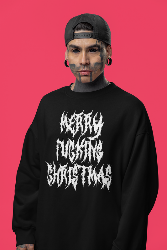 Merry F**king Christmas Classic Unisex Crewneck Sweatshirt Black