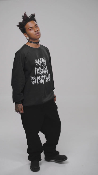 Merry F**king Christmas Classic Unisex Crewneck Sweatshirt Black